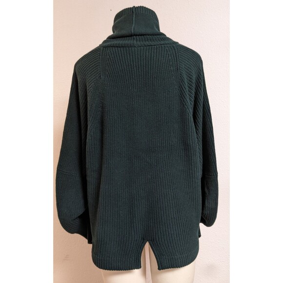 Women's Cabi # 3532 Cowl Pullover Forest Green Ruched Sleeve Sweater Size Small - Picture 7 of 13